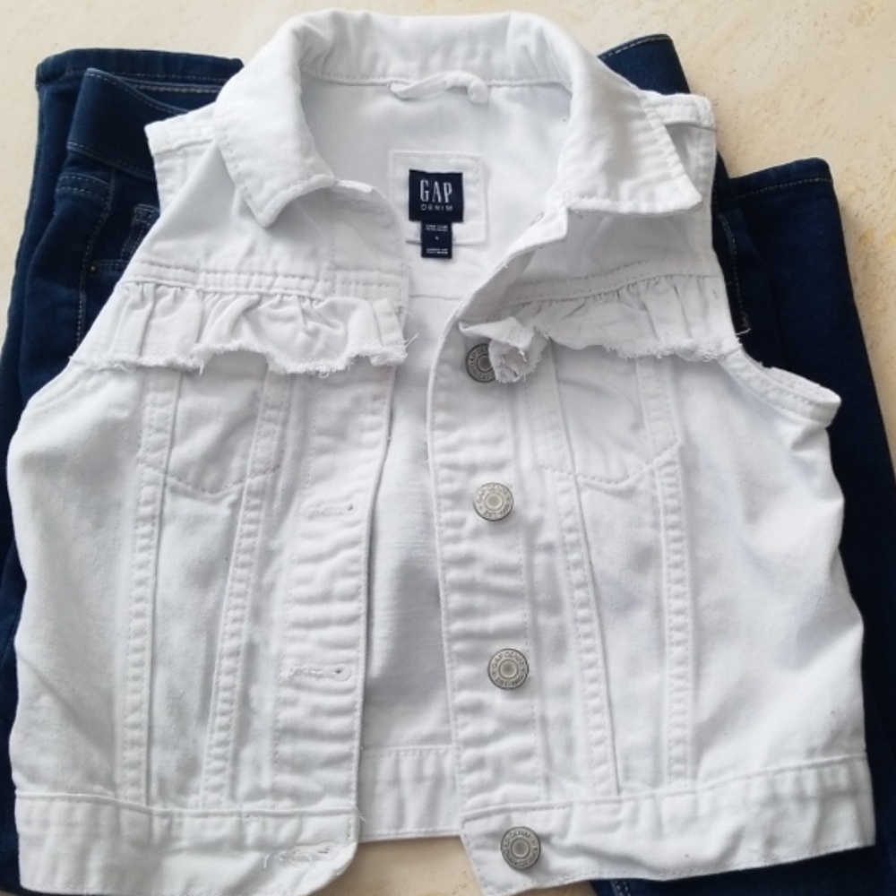 GAP KIDS GIRLS Size Small WHITE DENIM VEST